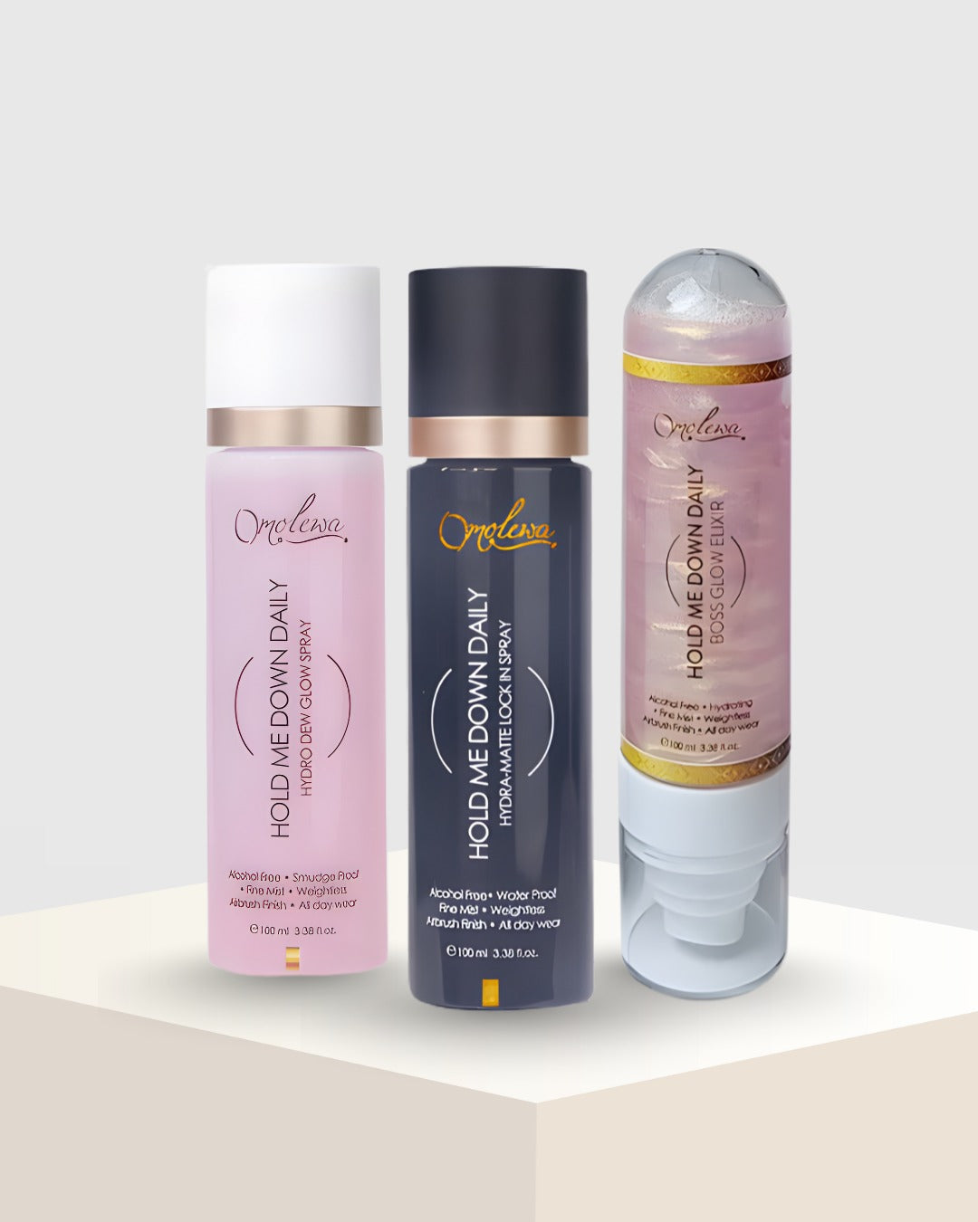 Hold Me Down Daily Pro Set | Matte, Dewy & Glow Setting Spray Bundle omolewa-makeup